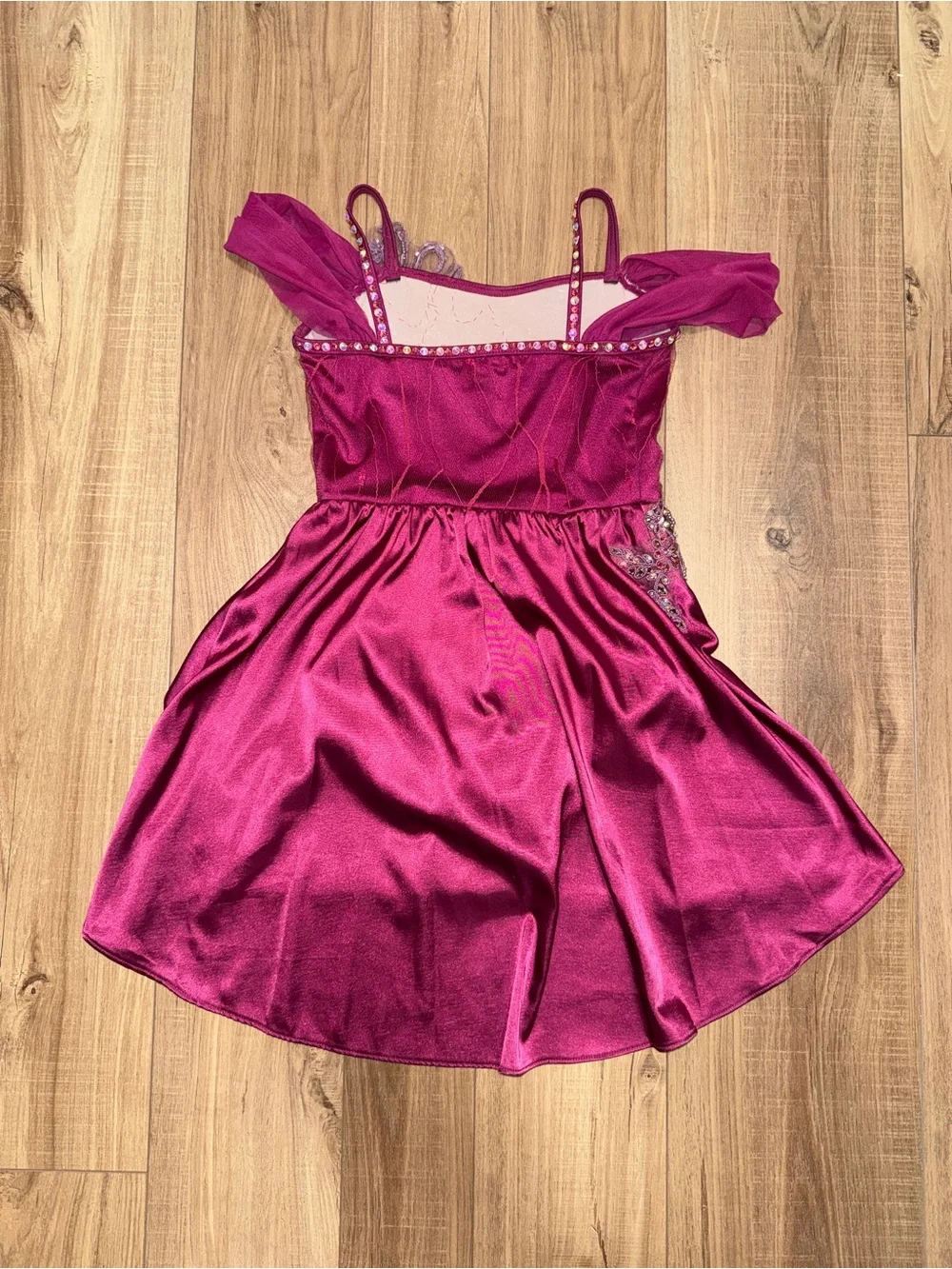 Weissman Fuchsia Pink Dance Costume with Beaded Applique